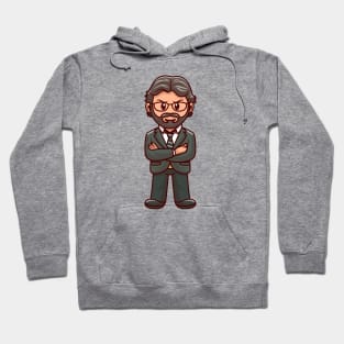 Cute Man Arm Folding Pose Cartoon Hoodie